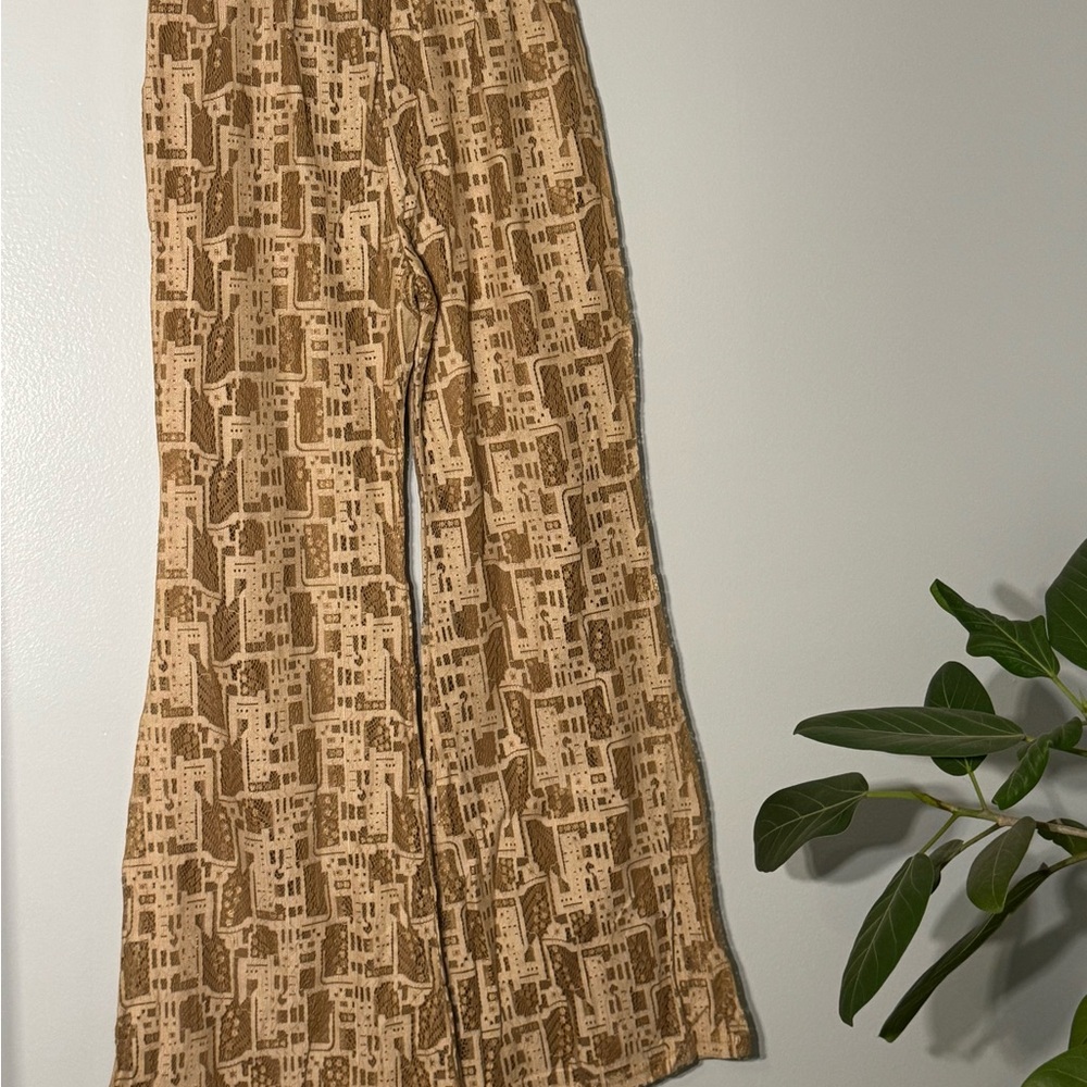 Brown Patterned Wide-Leg Pants - Picture 4 of 8
